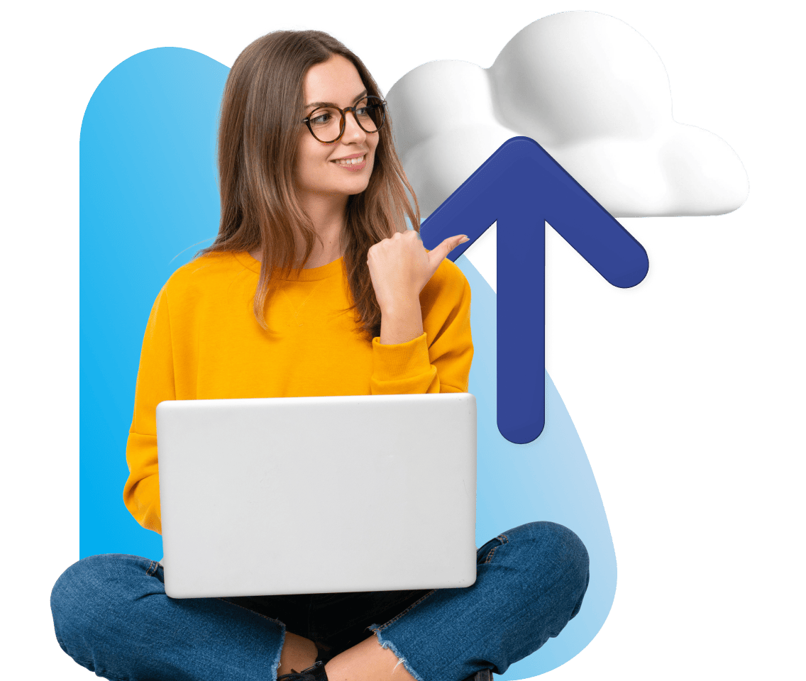 A visual representation of cloud computing services, showcasing interconnected servers and data storage in a digital environment.