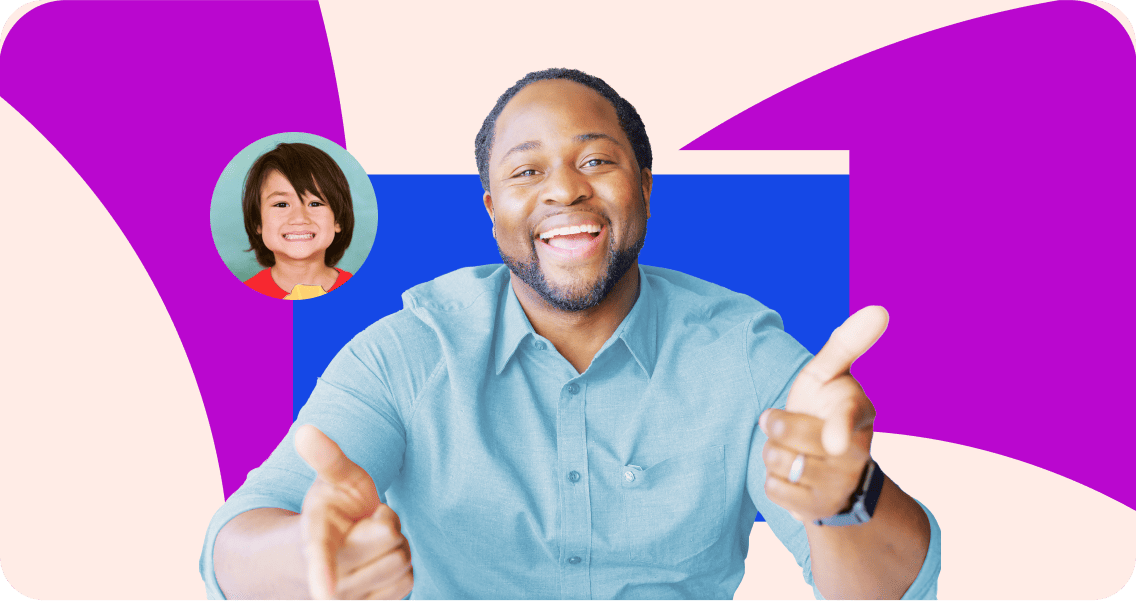 A man is smiling broadly while giving thumbs up, conveying a sense of happiness and approval.